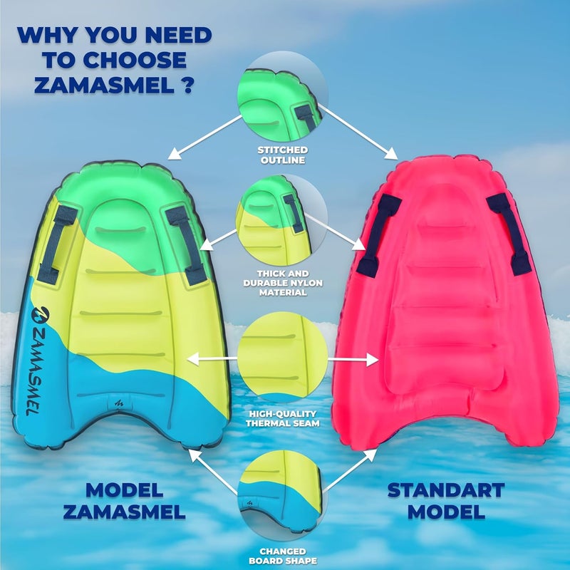 ZAMASMEL Premium Kids Inflatable Boogie Board Lightweight Swimming Floating Surfboard for Beach & Pool Fun Durable Inflatable Surf Body Board for Wave Riding Summer Pool Floats & Beach Toys - Image 2